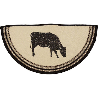 Sawyer Mill Charcoal Cow Jute Braided Rug Half Circle 16.5